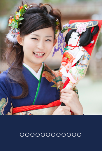 年賀状　角１　ネイビーブルー