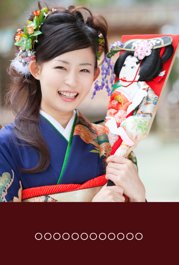 年賀状　角１　ワインレッド